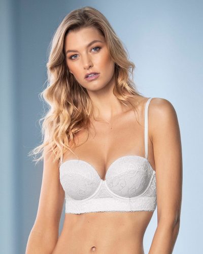 Laced Balconette Push Up Bra With Wide Underbust Band.