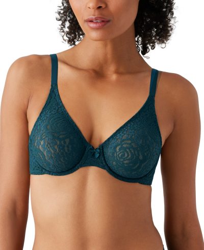 Wacoal Halo Lace Molded Underwire Bra 851205, Up To G Cup - Dark Sea