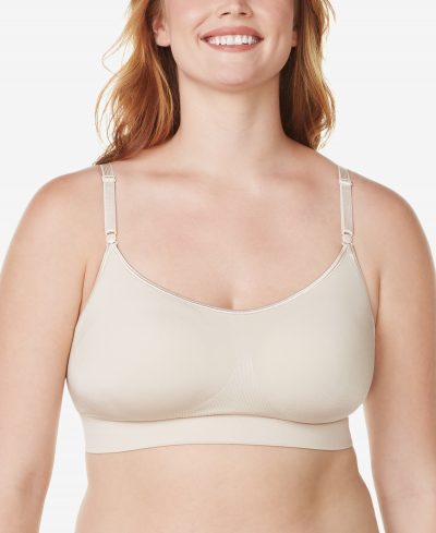 Warners Easy Does It Dig-Free Comfort Band with Seamless Stretch Wireless Lightly Lined Convertible Comfort Bra RM0911A - Butterscotch (Nude )
