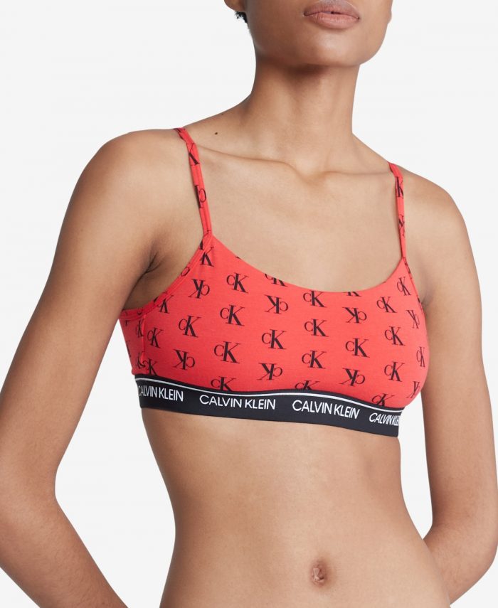 Calvin Klein Women's Archive Logo Lightly Lined Bralette QF7534 - Ck Standard Logo+hibiscus