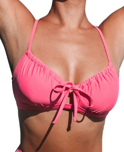 Cupshe Women's Mercury Retrograde Solid Tunneled Pink Bralette Bikini Top - Pink
