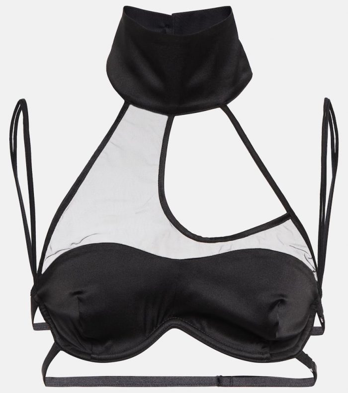 Didu Mesh-paneled satin bralette
