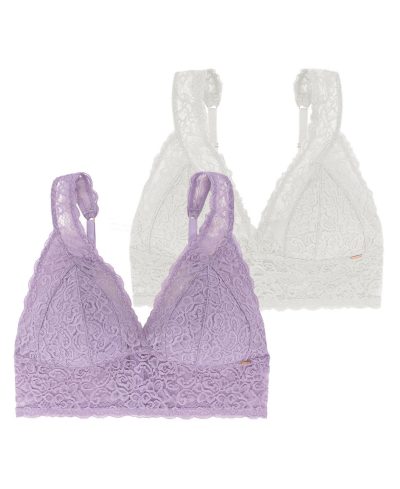Dorina Women's Lana 2 Piece Light Padded All Lace Bralettes, D000983LA021 - Purple, Beige