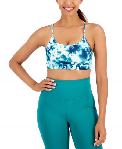 Id Ideology Women's Printed Low-Impact Sports Bra, Created for Macy's - Sea Shore