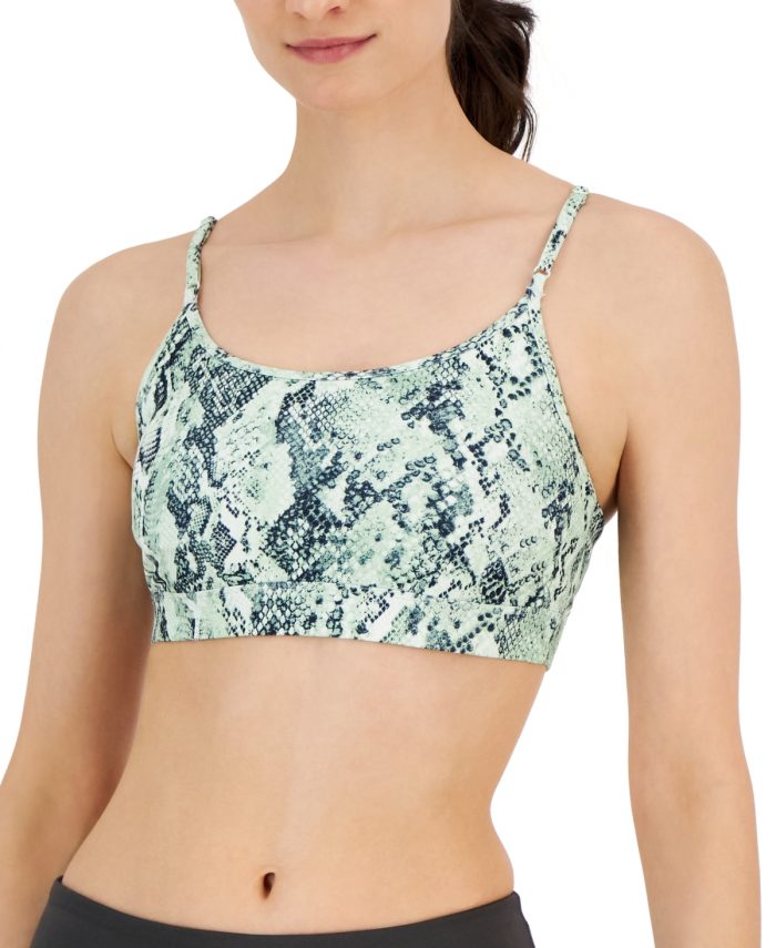 Id Ideology Women's Snake Print Low Impact Sports Bra, Created for Macy's - Mint Wash
