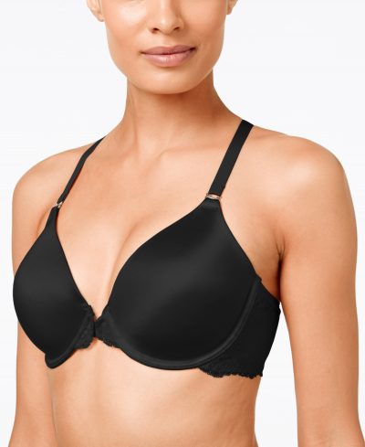 Maidenform One Fab Fit Lace T-Back Shaping Underwire Front Close Bra 7112 - Black