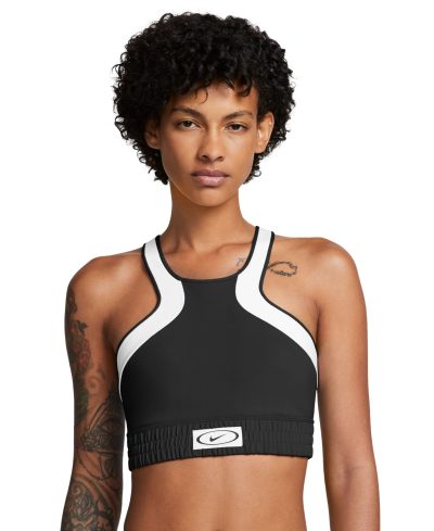 Nike Women's High-Neck Colorblock Medium-Support Sports Bra - Black/white