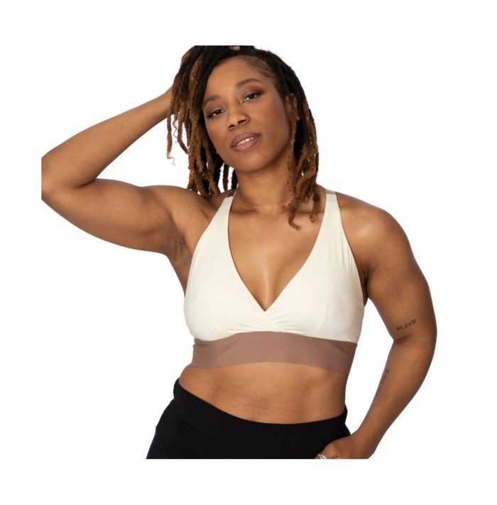 Paige Pocketed Wrap Front Sports Bra - Ivory