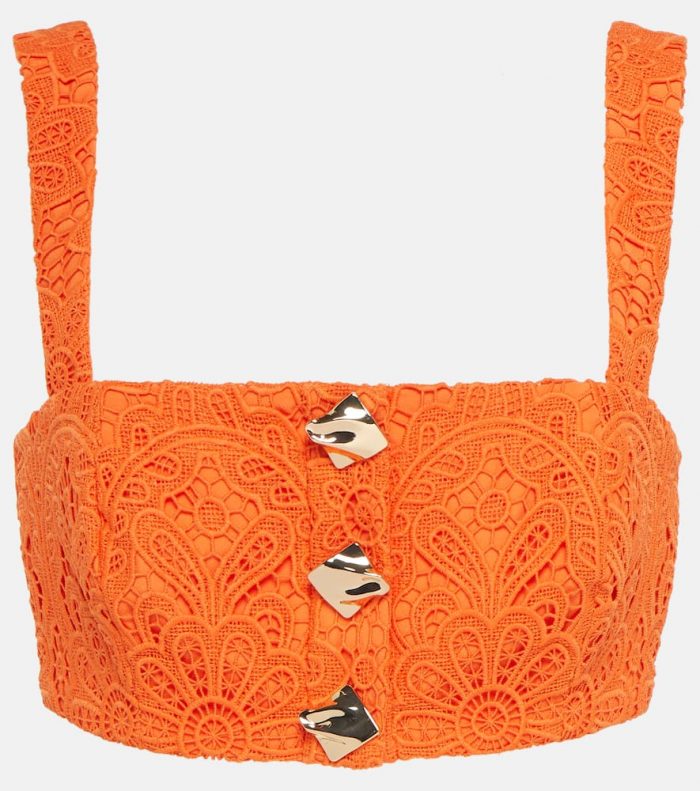 Self-Portrait Embellished lace bralette