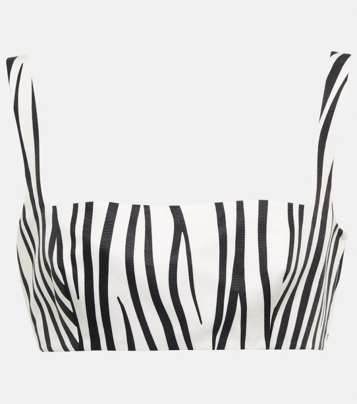 Valentino Zebra-print cotton and silk bralette