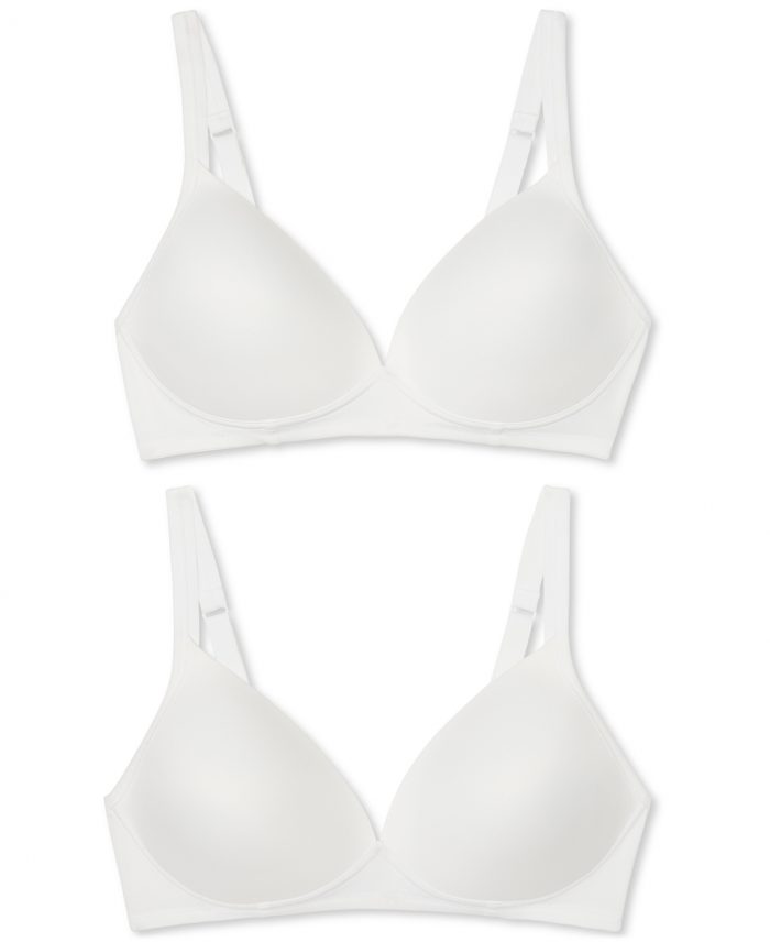 Warners Elements of Bliss Wireless Lift T-Shirt Bra 2-Pack 04003WA - WHITE / WHITE