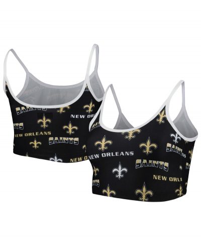 Women's Concepts Sport Black New Orleans Saints Breakthrough Allover Knit Lounge Bralette - Black