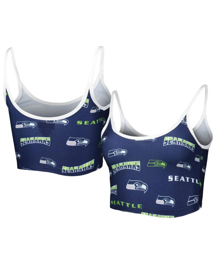 Women's Concepts Sport College Navy Seattle Seahawks Breakthrough Allover Knit Lounge Bralette - College Navy