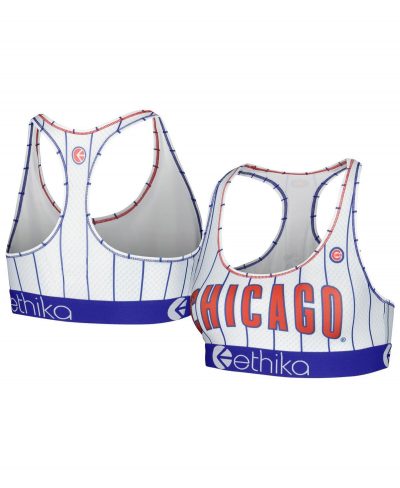Women's Ethika White Chicago Cubs Babe Sports Bra - White