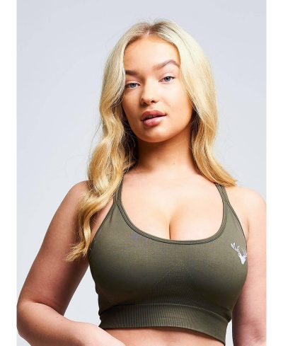 Women's Moire Recycled Strappy Sports Bra - Petrol - Green