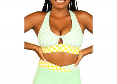 Womens Starla Sports Bra - Checked out green/yellow