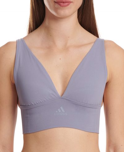 adidas Intimates Women's Longline Plunge Light Support Bra 4A7H69 - Silver Violet