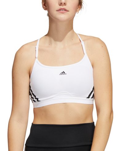 adidas Women's Aeroreact 3-Stripes Low-Impact Sports Bra - White/black
